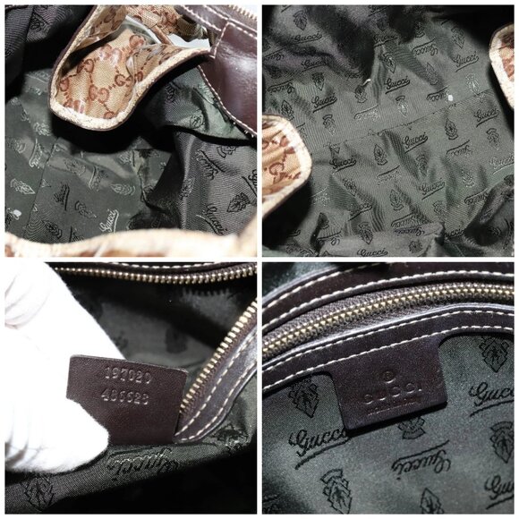 GUCCI GG Crystal Hand Bag Coated Canvas Brown Gold 197020 Auth 119369 - Picture 15 of 16